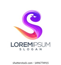 letter S duck gradient color logo design