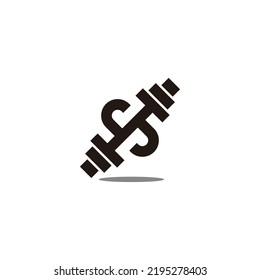 letra s sombra de dumbbell sombra 3d vector de logotipo 