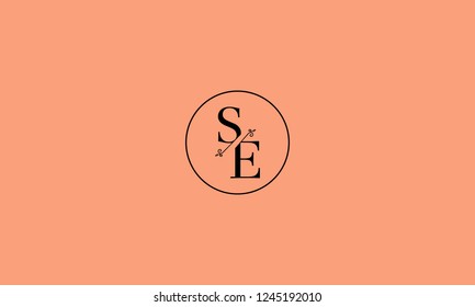 LETTER S AND E FLOWER LOGO WITH CIRCLE FRAME FOR LOGO DESIGN OR ILLUSTRATION USE