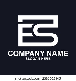 letter S and E monogram square shape logo white black background