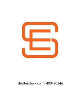 letter S and E monogram square shape logo orange