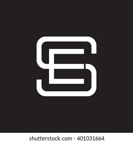 letter S and E monogram square shape logo white black background