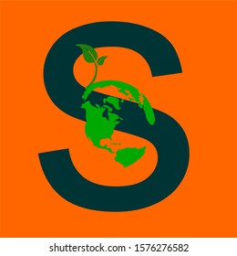 
letter s earth and leaf logo templates
