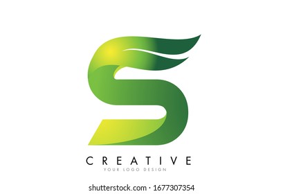 Letter S with eco leaf concept design vector illustration.