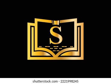Letter S With Education Logo Book Concept. Training Career Sign, University, Academy Graduation Logo Template Vector Design.