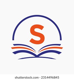Letter S Education Logo Book Concept. Training Career Sign, University, Academy Graduation Logo Template Design