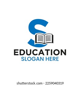 Letter S Education Logo Concept With Open Book Icon Template