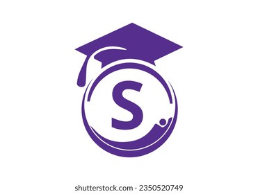 Letter S Education Logo Initial Graduation Cap Concept. Graduation logo with letter vector Template