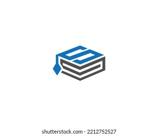 Letter S For Education School Logo Design Element With Cap Symbol Online Education Vector Template.