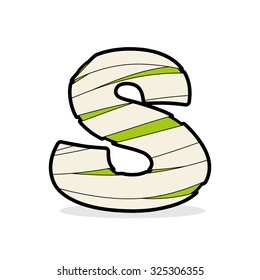 Letter S Egyptian zombies. Mummy ABC icon coiled medical bandages. Monster template elements alphabet. Scary concept type as logo.