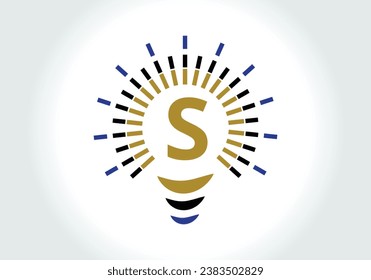 Letter S Electric Bulb Logo Design Vector Template. Light Bulb with letter Logotype Sign Symbol