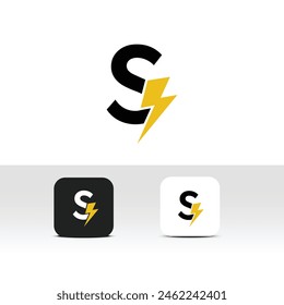 Letra S Electric Logo - Thunder, Lightning, flash, voltaje, Recargo y electricidad logo idea de diseño - Alfabético o fuente logo para la letra S