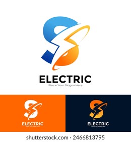 Letter S Electric Logo vector design. Suitable for initial Lightning Bolt,  corporate, technology, and poster illustration symbol