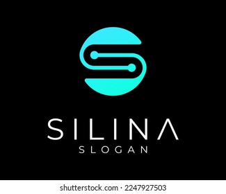 Letra S Tecnología de conexión de puntos electrónicos Diseño de logotipo de vectores modernos simples redondeo digital