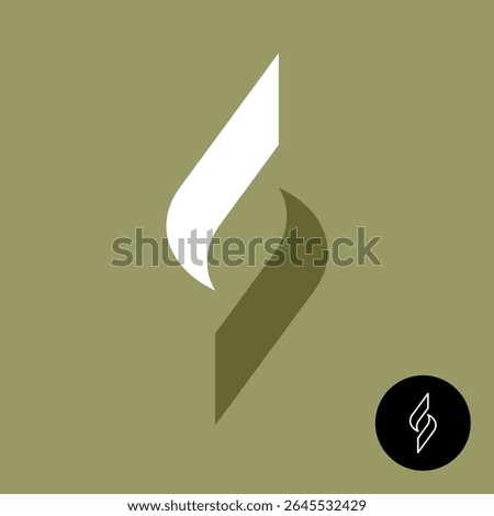 Letter S elegant minimalistic logo. Two rounded curve elements with gap between. Stylized fashion symbol design