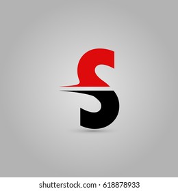 Letter S Elegant typographic red and black
