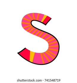 Letter S from english alphabet. Colorful logo template in modern geometric flat style and vector illustration, creative funny label design isolated on white background. Bright symbol clipart image.