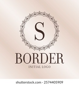 letter S ethnic border initial logo with soft gradient background