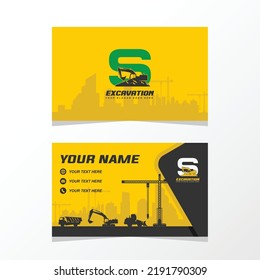 Letter S excavator logo with business card for your identity brand