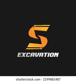 Letter S excavator logo concept template vector.