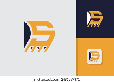 Letter s Excavator logo design illustration vector template