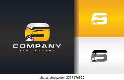 letter S excavator rock logo