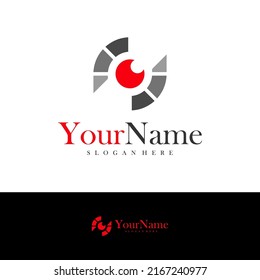 Letra S con plantilla vectorial de diseño de logotipo Eye, ilustración de conceptos del logotipo inicial S.