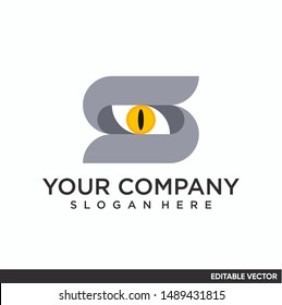 letter S and eye logo editable vector