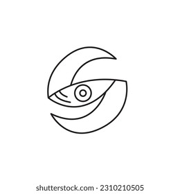 letra S logotipo de ojo plantilla de signo moderno. logotipo con estilo monolítico,