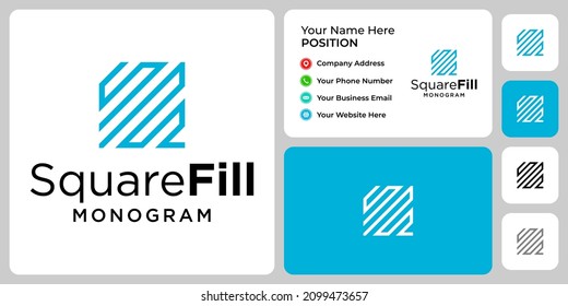 Carta S F diseño de logotipo de la industria de monogramas cuadrados con plantilla de tarjeta de visita.