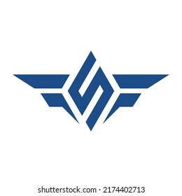 the letter S with F as the wing. suitable for flight logo initials