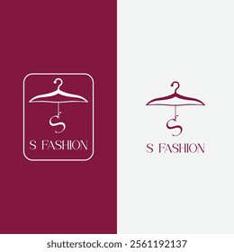 Letter S fashion logo, Hanging letter S vector Icon, boutique logo design. Initial capital S letter hanger icon
