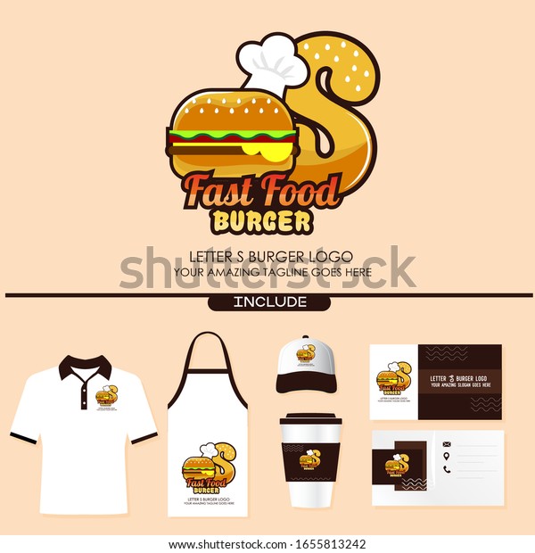 Letter S Fast Food Burger Logo Stock Vector Royalty Free