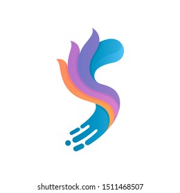letter s with fast motion logo vector template