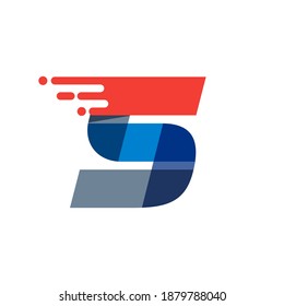 Letter S fast speed motion logo. Oblique font with red line for sportswear labels, delivery poster, racing identity, taxi cards etc.