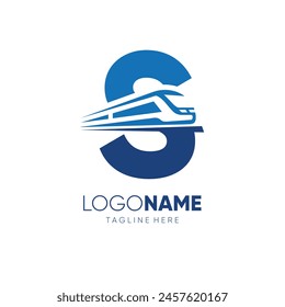 Letter S Fast Train Logo Design Vector Icon Graphic Illustration