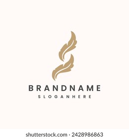 letter S with feather logo design