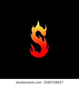 Letter S in fiery vector design with a smooth red to yellow gradient. Bold modern and dynamic. Perfect for logos branding and artistic typography