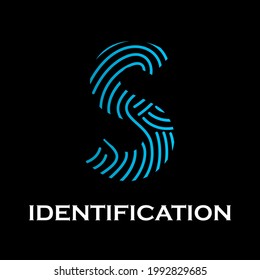 Letter s with fingerprint design logo template illustration