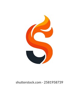 letter S with fire flame logo vector illustration template design
