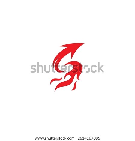 letter s fire logo with up arrow in red color flat design style