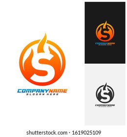 Letter S with Fire Logo Design Vector Template, Creative design, Icon Symbol, Illustration