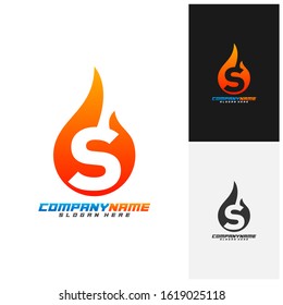 Letter S with Fire Logo Design Vector Template, Creative design, Icon Symbol, Illustration