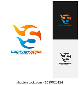 Letter S with Fire Logo Design Vector Template, Creative design, Icon Symbol, Illustration