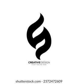 Letter S with fire shape modern unique abstract flat monogram black logo