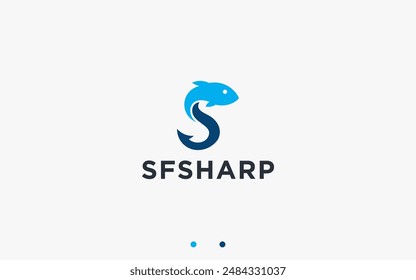 letter s with fish and hook logo design vector silhouette illustration