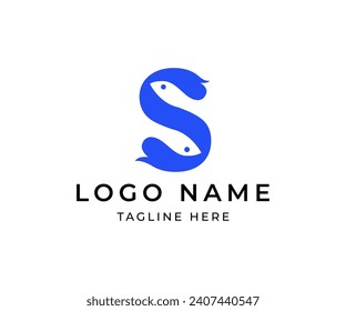 Letter S Fish Logo Design Vector