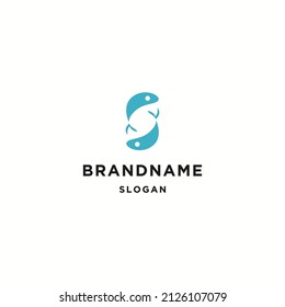 Letter S fish logo icon flat design template 