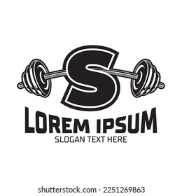 Letter S Fitness Gym logo design template, design for gym and fitness club, barbell icon