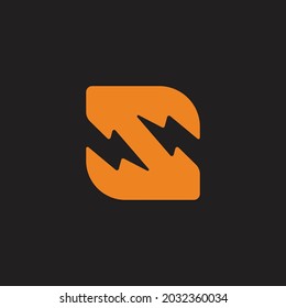 letter s flash thunder simple geometric logo vector